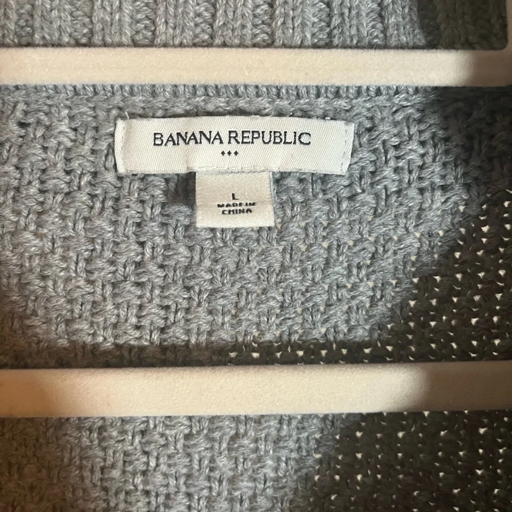 Banana Republic L Wool Blend Gray Cardigan.Hidden snap closures.3/4 bell sleeves - Picture 2 of 6